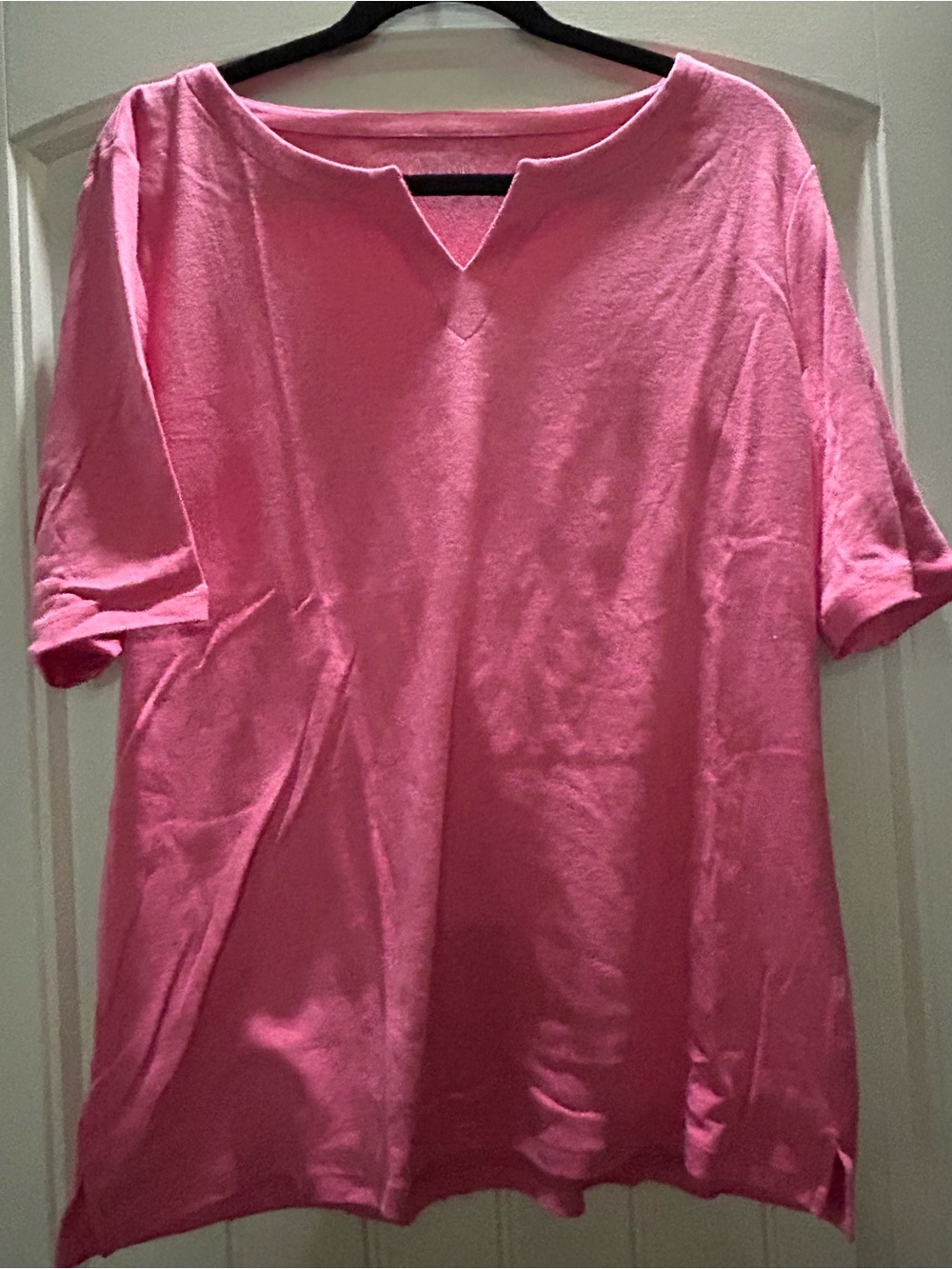 Talbots Pink Short-Sleeve Notch-Neck Tee